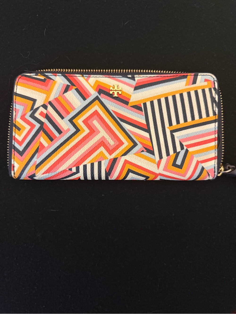 Tory Burch Geometric Multi-Color Continental Zip Wallet